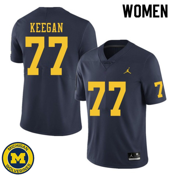 Women Michigan Wolverines #77 Trevor Keegan Navy Player Jersey